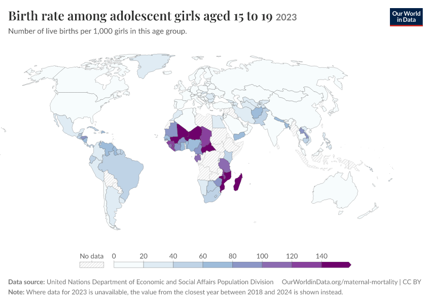 A thumbnail of the "Birth rate among adolescent girls aged 15 to 19" chart