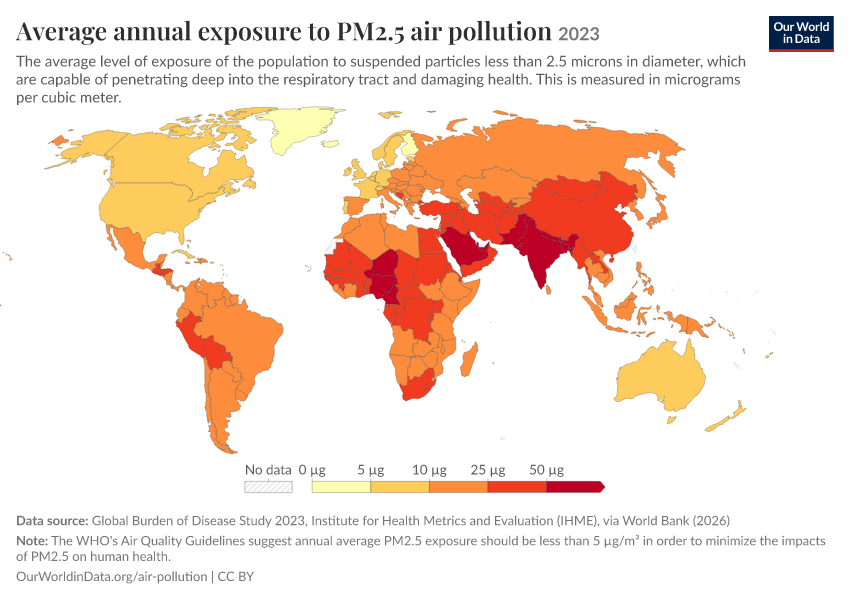 A thumbnail of the "Average annual exposure to PM2.5 air pollution" chart
