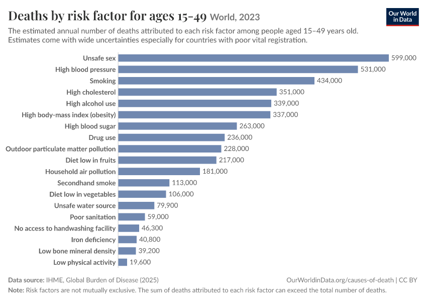 A thumbnail of the "Deaths by risk factor for ages 15-49" chart