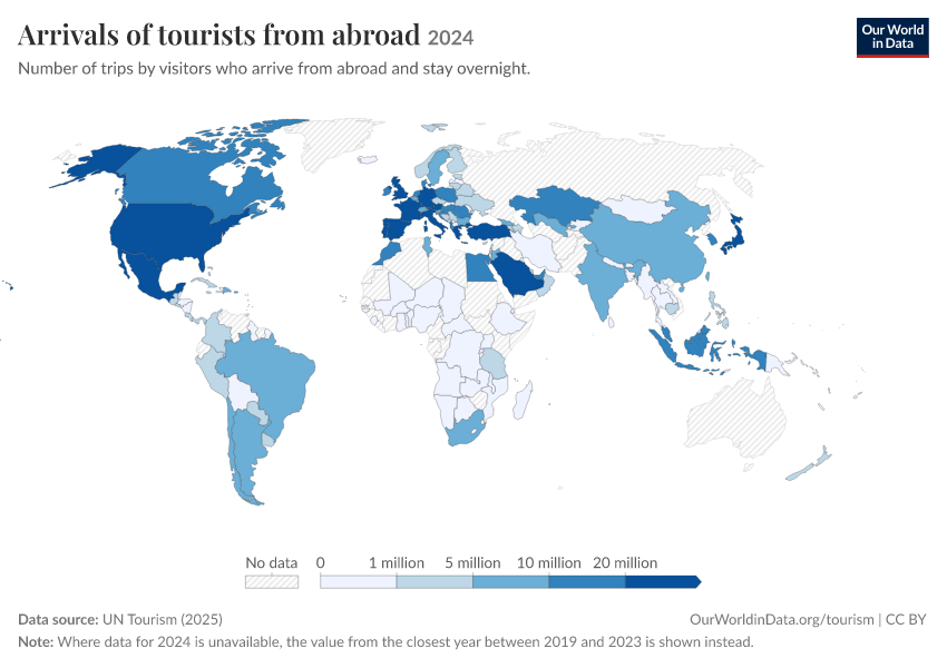 A thumbnail of the "Arrivals of tourists from abroad" chart