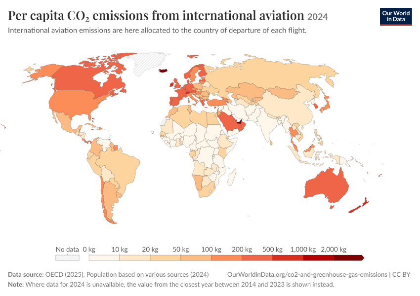 A thumbnail of the "Per capita CO₂ emissions from international aviation" chart