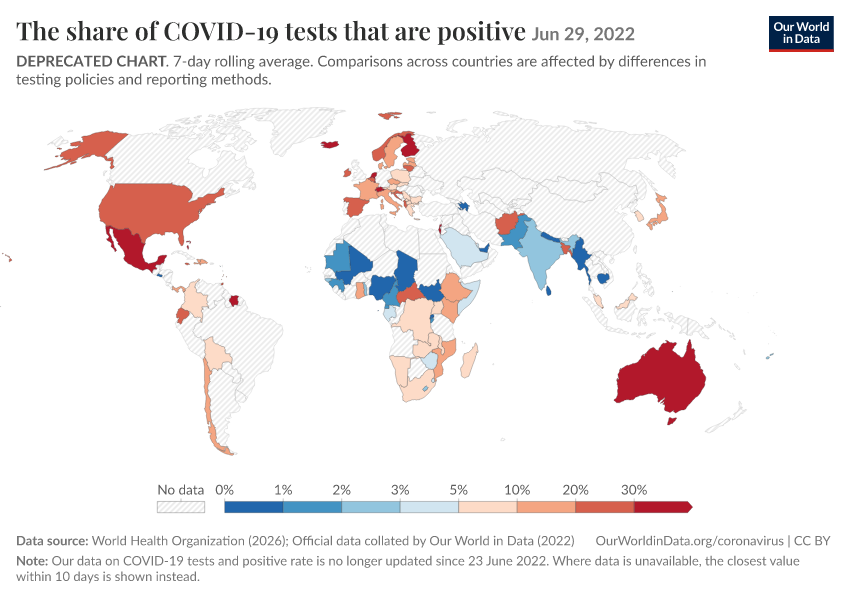A thumbnail of the "The share of COVID-19 tests that are positive" chart