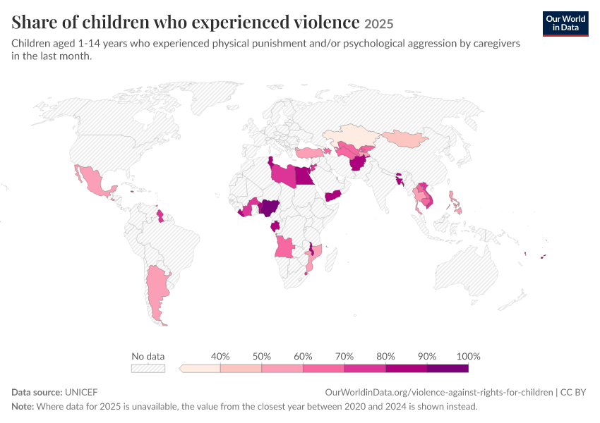 A thumbnail of the "Share of children who experienced violence" chart