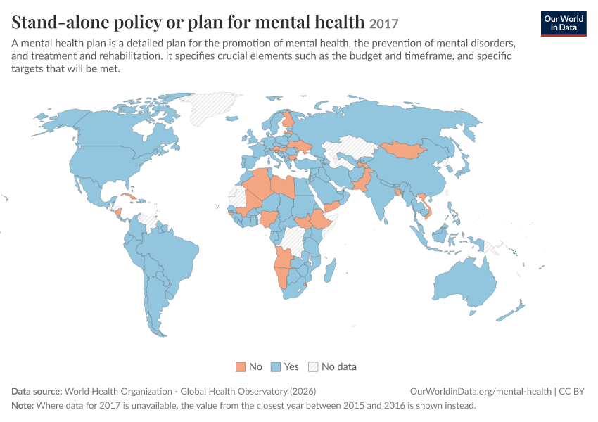 A thumbnail of the "Stand-alone policy or plan for mental health" chart