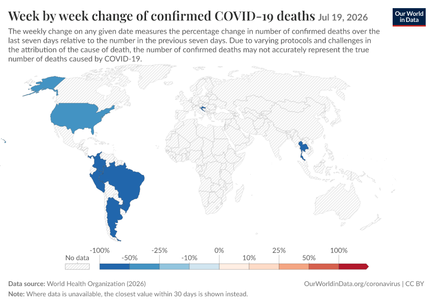 A thumbnail of the "Week by week change of confirmed COVID-19 deaths" chart